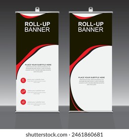 Roll up banner design template, vertical, corporate background, pull up design, vector, abstract geometric background, modern x-banner and flag-banner,rectangle size.

