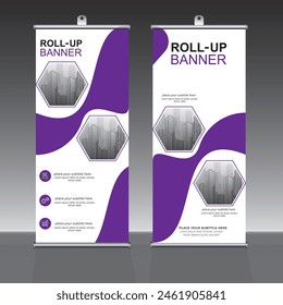 Roll up banner design template, vertical, corporate background, pull up design, vector, abstract geometric background, modern x-banner and flag-banner,rectangle size.