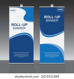 Roll up banner design template, vertical, corporate background, pull up design, vector, abstract geometric background, modern x-banner and flag-banner,rectangle size.