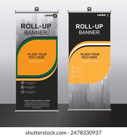 Rollup Banner Design Vorlage, vertikal, Corporate Hintergrund, Pull Up Design, Vektorgrafik, abstrakte geometrische Hintergrund, moderne X-Banner und Flag-Banner, Rechteckgröße.