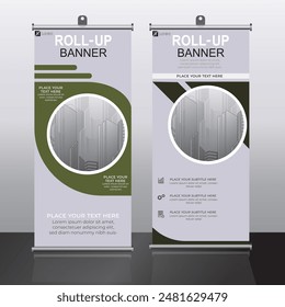 Roll up banner design template, vertical, corporate background, pull up design, vector, abstract geometric background, modern x-banner and flag-banner,rectangle size.