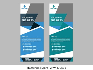 Roll up banner design template, vertical, abstract background, pull up design, modern x-banner, rectangle size