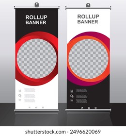 Roll up banner design template, vertical, corporate background, pull up design, vector, abstract geometric background, modern x-banner and flag-banner,rectangle size.