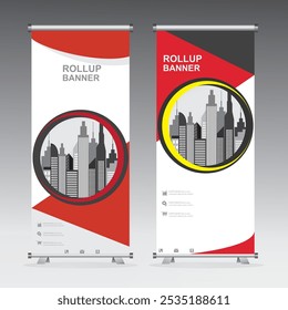 Roll up banner design template, vertical, corporate background, pull up design, vector, abstract geometric background, modern x-banner and flag-banner,rectangle size.	