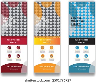 Roll up banner design template, vertical, abstract background, pull up design, modern x-banner,
