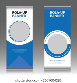 Roll up banner design template, vertical, corporate background, pull up design, vector, abstract geometric background, modern banner and flag-banner.