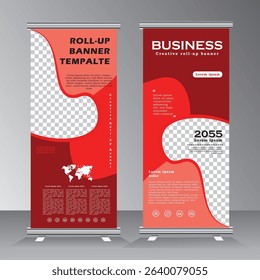 Roll up banner design template, Vertical Banner, modern x banner roll up design exhibition, roll up banner