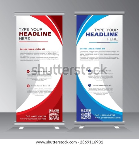 roll up banner design template, vertical banner template design, business stand tempalte. modern x-banner and standee banner, pull up banner, vector eps 10.
