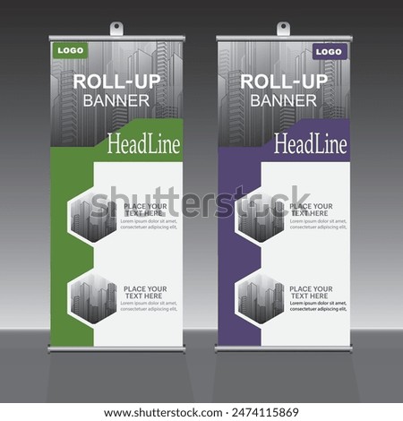 Roll up banner design template, vertical, corporate background, pull up design, vector, abstract geometric background, modern x-banner and flag-banner,rectangle size.