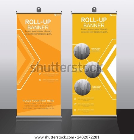 Roll up banner design template, vertical, corporate background, pull up design, vector, abstract geometric background, modern x-banner and flag-banner,rectangle size.