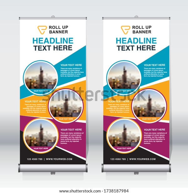 Roll\
up banner design template, vertical, corporate background, pull up\
design, modern retractable banner, rectangle size.\
