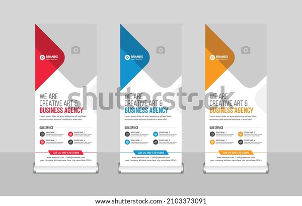 Roll up banner design template,\
vertical, abstract background, pull up design, modern x-banner,\
rectangle size, Corporate banner, Pop up banner, Creative\
banner