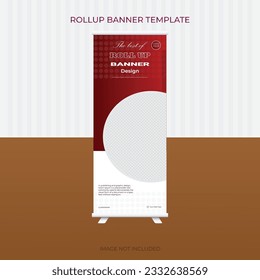 planilla de diseño de banner de enrollado moderno, plantilla de banner de enrollamiento moderno, Roll Up Banner Stand Poster Brochure de diseño plano concepto creativo.