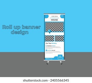 Roll up banner design template.standing banner template decoration for exhibition, printing, presentation, elegant.