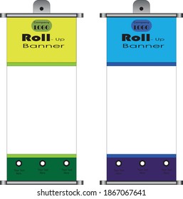 Roll up banner design. Vector file. Rectangle size. Stand template design