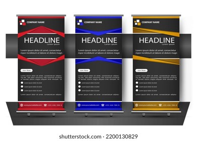 banner de rollo, vector de diseño de banner con decoración abstracta plegable