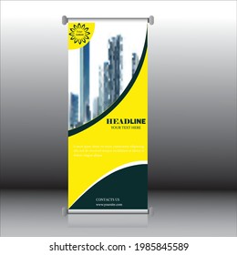 Roll up banner design vector template,