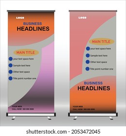 Roll up banner design vector template banner and flag