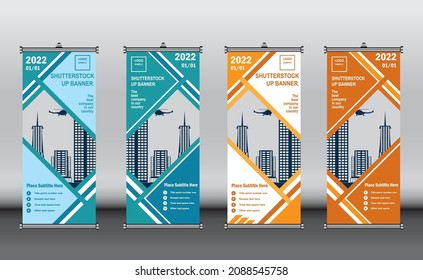 Roll up banner design,  vector template , abstract background, modern x-banner, colorful design