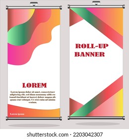 Roll up banner design. vector template. two designs.