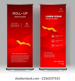 Roll up banner design vertical, for street business, brochure, infographics. modern x-banner and flag-banner advertising. vector illustration