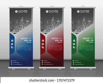 Vertikale Bannerdesign-Vorlage aufrollen, Vektorillustration-Illustration, 
abstrakter Hintergrund, modernes Design mit x-Bannern