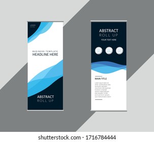 Aufrollen von Bannerdesign, vertikale Vorlagengrafik, abstrakter Hintergrund, EPS10 Blau, Wavy, Vorlage für Vektorillustrationen