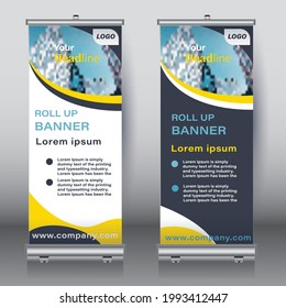 roll up banner design vertical template vector geometric abstract background, brochure flyer banner, modern business travel exhibition standee design.