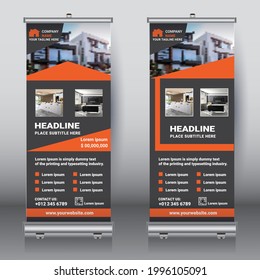 roll up banner design vertical template vector geometric abstract background, brochure flyer banner, x-banner, business banner rectangle size.