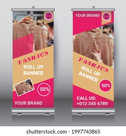 roll up banner design vertical template vector geometric abstract background, brochure flyer banner, x-banner, flag banner rectangle size.
