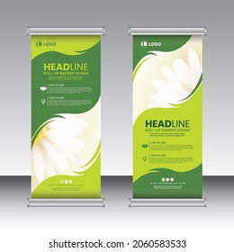roll up banner design vertical template vector, abstract geometric background, modern x-banner and flag-banner,rectangle size.