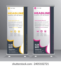 Diseño de pancartas, diseño de plantillas de banners verticales, plantilla de stand de negocios.bienvenido, promoción, exposición, plantilla de banner de conferencia, vectores eps 10,