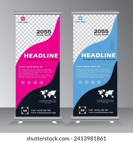 Roll up banner design, vertical banner template design, business stand template.welcome, promotion, exhibition, confferance banner template, vector eps 10