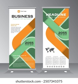 roll up banner design, vertical banner template, stand banner template with geometric shape, print ready banner, vector eps 10,