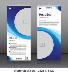 Modelo vertical do design do banner do rolo, fundo abstrato, projeto abstrato, vetor moderno x-banner para marketing, tamanho do retângulo.