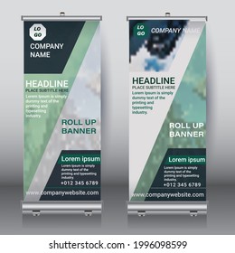 roll up banner design vertical vector template geometric abstract background, brochure flyer banner, x-banner, business banner standee design.
