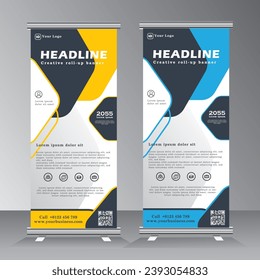 roll up banner desing, roll up banner template with geometric background, vertical banner template, vector eps 10