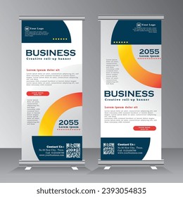 diseño de banner de enrollado, plantilla de banner de enrollado con fondo geométrico, plantilla de banner vertical, eps vectoriales 10