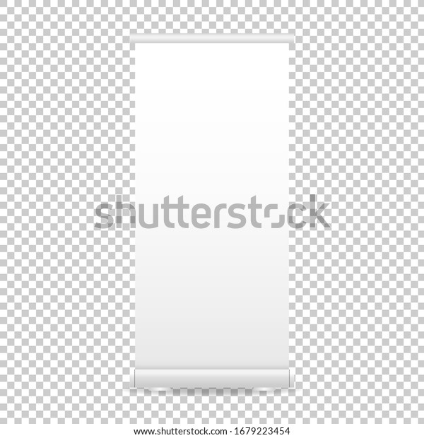 Roll up\
banner display. Blank roll-up banner mockup isolated on transparent\
background. Vector\
illustration.