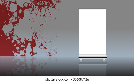 Roll up banner display, grungy structure, free copy space,fictional artwork