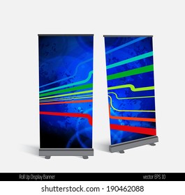 Roll up banner display template for designers, vector