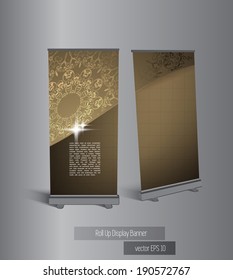 Roll up banner display, vector