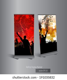 Roll up banner display, vector 
