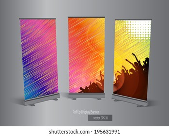 Roll up banner display, vector 