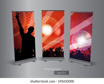 Roll up banner display, vector 