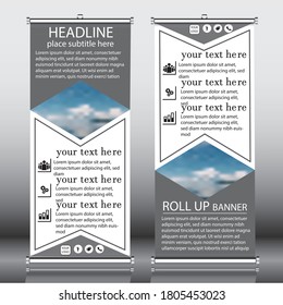 Roll up banner geometric design template vector. Abstract background, modern x-banner