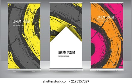 Roll up banner geometric standee business brochure template design. Vertical Abstract colorful geometric texture background Can be adapt to Brochure, Report, Magazine, Poster.