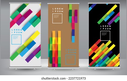 Roll up banner  geometric standee business brochure template design. Vertical Abstract colorful geometric texture background Can be adapt to Brochure, Report, Magazine, Poster.