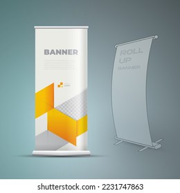 Roll up banner geometric theme vector yellow  color