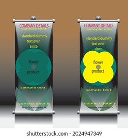 Roll up banner layout Editable vertical template vector, present day x-banner and flag-banner, Vector illustration